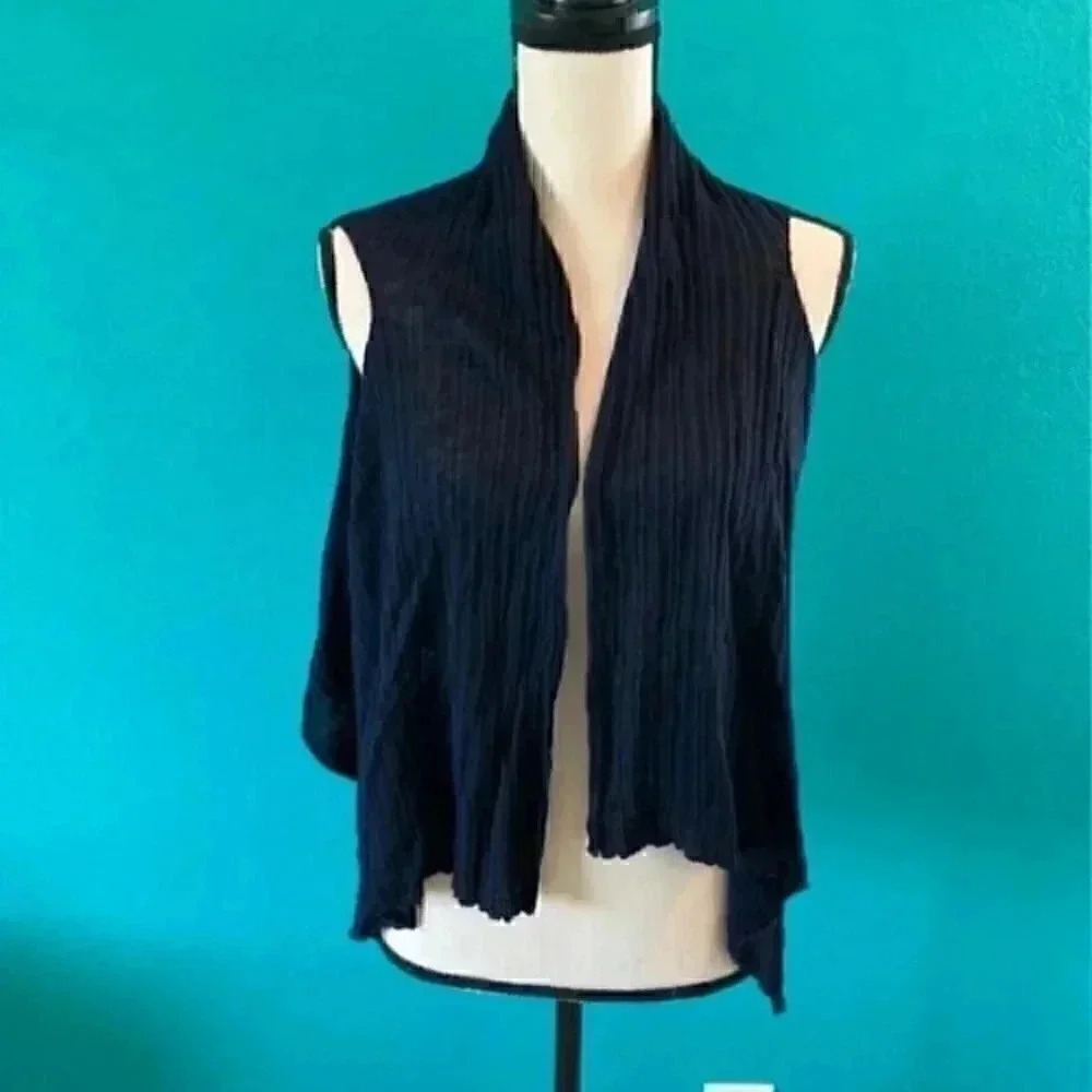 Eileen Fisher dark blue linen thin cardigan in size xs